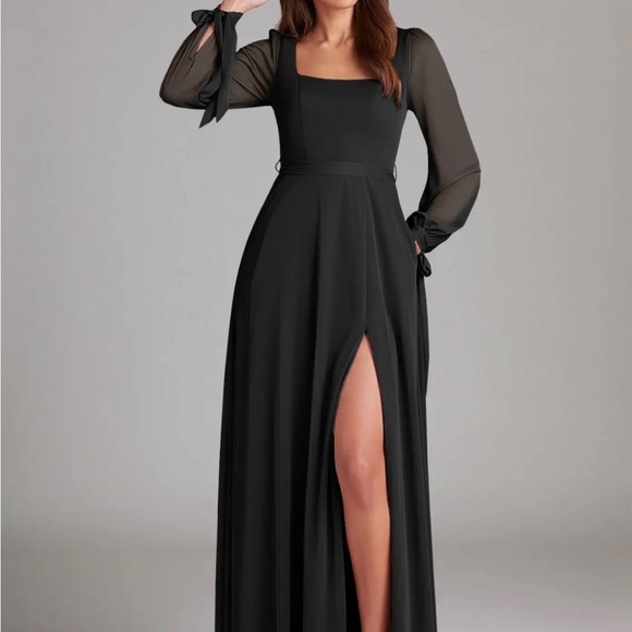 Azazie Black Long Sleeve Gown - Picture 1 of 6